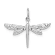 Sterling Silver Rhodium-Plated Cz Dragonfly Pendant