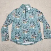 Vera Bradley Women Medium Long Sleeve Pullover 1/4 Zip Floral Green