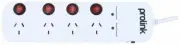 4 Way Individually Switched Powerboard 4 x Outlets 10AMP Power Board Illuminated