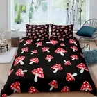 Mushrooms Bedding Set Red Mushrooms Comforter Cover Set Wild Fungus Botanical