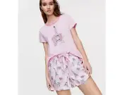 Peter Alexander Women’s Paris Mid Sleep Short & Matching Tee - Size M - BNWT