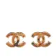 CHANEL 大CC Logo 樹脂琥珀紋耳環(金色) ABB072 B13065 NP639