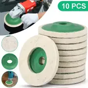 10Pcs 4" Wool Polishing Discs for 100 Angle Grinder Finishing Wheel Buffing Pads