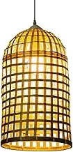 Southeast Asian Style E27 Chandelier Vintage Woven Bamboo Lamp Farmhouse Ceiling Hanging Lampshade Rattan Home Decor Dining Room Pendant Lighting Fixtures with Adjustable Cord