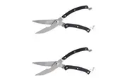 2x Cuisena Professional 25cm Poultry Shears Stainless Steel Kitchen Scissors BLK