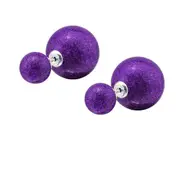 Silver Pearl Double Glitter Ball Stud Earrings