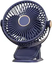 Vekol Portable Clip on Fan, Battery Operated Fan, Powerful USB Desk Fan with LED Light, 5 Speed Rechargeable Mini Table Fan, 360° Rotate Personal Cooling Fan for Home Office Stroller Camping