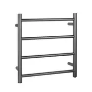 Electric Heated Towel Rack Wall Mounted Towel Rail 4 Bars Round Brushed Gun Metal Grey