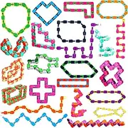 Yunsailing 80 Packs Wacky Tracks Snap Fidget Finger Sensory Snake Puzzles Bike Track Chain Toy Bulk Fidget Toys Snake for Kid Adult Stress Relief Party Classroom Home Travel Multi Color(48 Links)