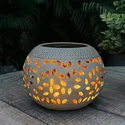 Solar Table Lantern Outdoor Waterproof- Dancing Flickering Flame Solar Powered LED Light，White Metal Desktop Decorative Lamp Auto On/Off Lighting Dusk to Dawn for Desk Patio Garden Pathway Yard