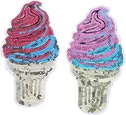 jojofuny 2pcs Decorative Glitter Ice Cream Patches for Clothing Iron Sequins DIY Patches for Coats Jeans Shirts Bags and More Easy to Use Comfortable Material for Embellishing and Repairing