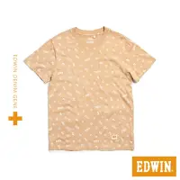 在飛比找Yahoo奇摩購物中心優惠-EDWIN PLUS+ 滿版LOGO印花短袖T恤-男-淺卡其
