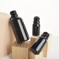 在飛比找蝦皮購物優惠-5-100ML黑色玻璃精油分裝瓶圓形通用藥油空瓶美容避光灌裝