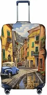 [CADREWY] Italian Street Print Travel Suitcase Cover Luggage Protector with Elastic Anti Scratch for Carry On, Black, X-Large