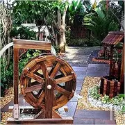 Wooden Water Wheel Fountain Waterfall Wheel Garden Decoration Waterscape Garden Terrace Pond Water Pump Wooden Design Fountain Outdoor Freestanding Fountain Balcony Garden Garden (Size : 60cm(23.6inc