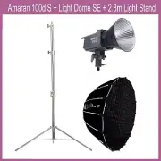 Amaran 100d S 100W 5600K Daylight LED Video Light+Light Dome SE+2.8m Light Stand