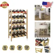 Natural Bamboo 5-Tier Wine Rack - 20 Bottle Storage for Kitchen or Wine Cellar