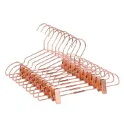 10Pack 13" Rose Copper Gold Shiny Metal Wire Top Clothes Hangers With Clips f...