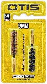 Otis FG-338-NB, 38 Calibre Rifle Pistol Bore Cleaning Brushes 2 Pieces, Nylon Brush, Brass Brush, Cleans 370, 375, 380, 38 Pistol, 9mm, 9.3mm