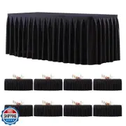 8 Pack Black Rectangle Tablecloth 6 FT Stretch Spandex Fitted Table Cloth for