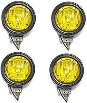 AEspares 4 X Spot Light Yellow Lens & Halogen Bulb Compatible With Jeeps Car Bike Scooter