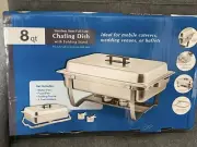New WinCo 8 Quart Stainless Steel Chafing Dish w/ Folding Stand Buffet Chafer