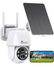 2K Solar Security Cameras Wireless Outdoor, WiFi Cameras for Home Security Ba...