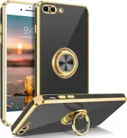 For iPhone 8 Plus/7 Plus Shockproof Rugged Phone Case Cover & Golden Kickstand