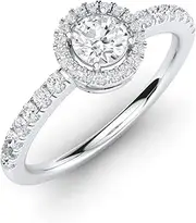 [Diamondere] 14k White-Gold Round-Shape L G-H White-Diamond Diamond Ring Set