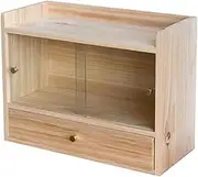 Vintage Wood Desktop Storage Cabinet with Drawers Coffee Wine Bar Household Sorting Cabinet Action Figurine Display Shelf for Collectibles Display Case for Action Figures Wood Storage Organi