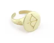 Bow Sagittarius Horoscope Bark Textured Adjustable Ring Raw brass 4861