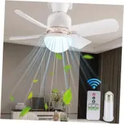 Light Socket Fan with Remote - 16.5 Inch Small Ceiling Fan with White LED