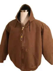 NWT Carhartt Men's Quilted Lined Duck Brown Coat 4XL Full Zip J130 Jacket