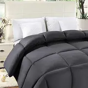ComfyWell Single Duvet – Plain Quilt Comforter Bedspreads, Coverlets & Sets, 1 Pillowcases Warm and Anti Allergy All Season Coverless Duvet, Throws for Bed. (Single (135x200cm), Grey)