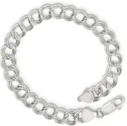 [JewelryWeb] 7.75mm 925 Sterling Silver Polished Charm Bracelet - Length Options: 15 18 20 23
