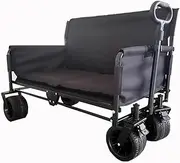 Cozioz Portable Double Chair Lounge Wagon - Heavy-Duty Folding Beach Cart for Camping, Fishing & Outdoor Fun (Umbrella Not Included)