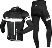 [INBIKE] Cycling Jersey Set Long Sleeve Jersey + Cycling Shorts with Seat Padding Made of Breathable and Quick-Drying Fabric for Bicycle Road Bike MTB, Jersey and long trousers, 3X-Large
