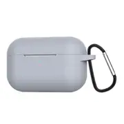 4 Pcs Silicone Cases For Airpods Pro Earphones All-Round Protective Cover Headset Storage Box Shockproof Shell With Carabiner Gray