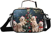 Insulated Lunch Box Christmas Hat Dog Cute for Women Men - Ideal for Work, Picnics - Includes Adjustable Shoulder Strap