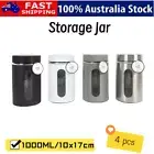 4 X Stainless Steel Window Storage Canister Spice Jar Herb Condiment Container