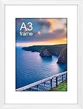 COZY CORE A3 Picture Frame, Wall Hanging Photo Frame, Black, 1 Pack - Display Pictures 8.3x11.7 with Mat or 11.7x16.5 Without Mat (White)