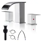 Chrome Bathroom Faucet 3 Holes 8Inch Widespread Bathroom Sink Faucet Two Hand...
