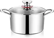 Onader 4.5 Quart Stock Soup Pot with Lid Stainless Steel Stockpot Tri-Ply Induction Cooking Pot