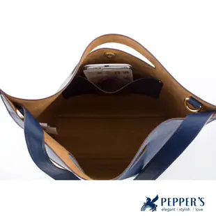 「PEPPER'S」胡椒包/天馬包/PEPPER`S 拼接撞色水桶包 (藍白)手提包 復古肩背包 單肩包 斜挎包 側背包
