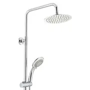 Simplus 8" Rain Shower Head Set Round 2 in 1 Dual Handheld Gooseneck Shower Arm Wall Mounted Chrome