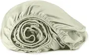 Whisper Organics, Twin XL Bed Sheet - 100% Organic Cotton Fitted Sheet - 300 Thread Count, Fitted Sheet Only - GOTS Certified - Deep Pocket, Pastel Green Color (Twin XL Size)
