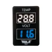 Hulk 4x4 Temperature & DC Voltmeter Gauge with White & Blue LED Illumination - HU1389WB