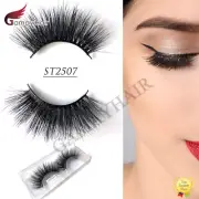 US 3D 100% Real Mink False Eyelashes Thick Long Cross Soft Eye Lashes 1 Pair/Box