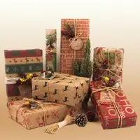 在飛比找樂天市場購物網優惠-精選6款復古牛皮紙聖誕節禮品禮物包裝紙套組A款
