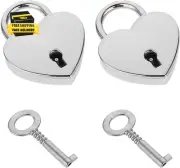 2Pack Mini Heart Shaped Padlock with Key, Metal Heart Shaped Padlock Small Diary